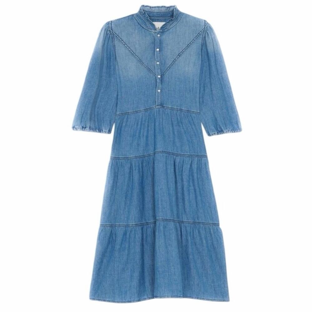 BA&SH Willow Chambray Midi Dress